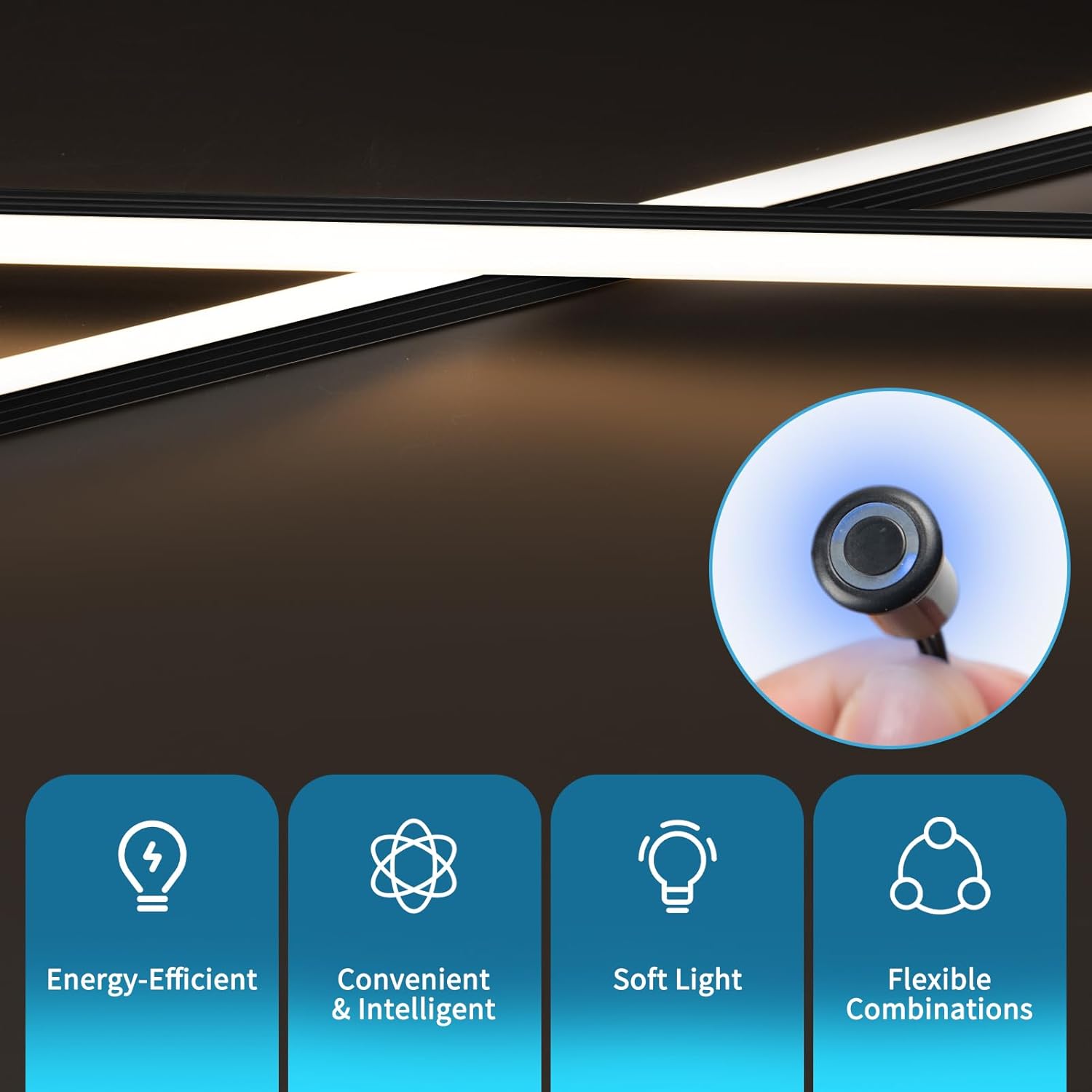 LED Recessed Lighting Kit - 6pcs Self-adhesive White LED Light