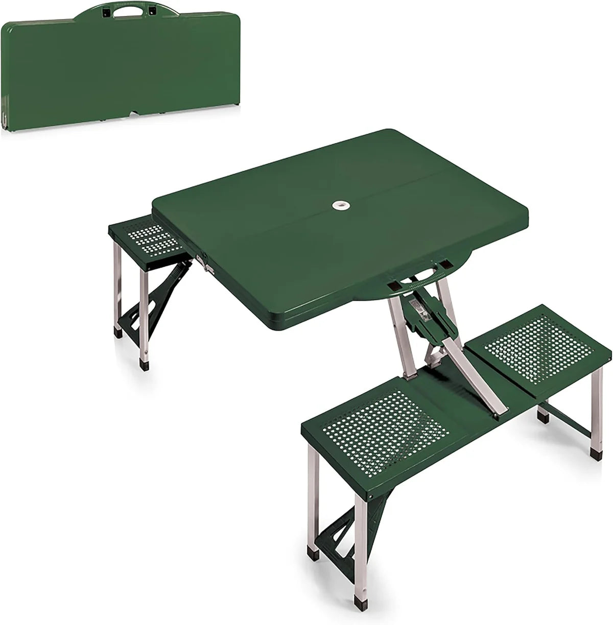 Portable Folding Picnic Table — Aluminum Alloy, with Carrying Case and Umbrella Hole