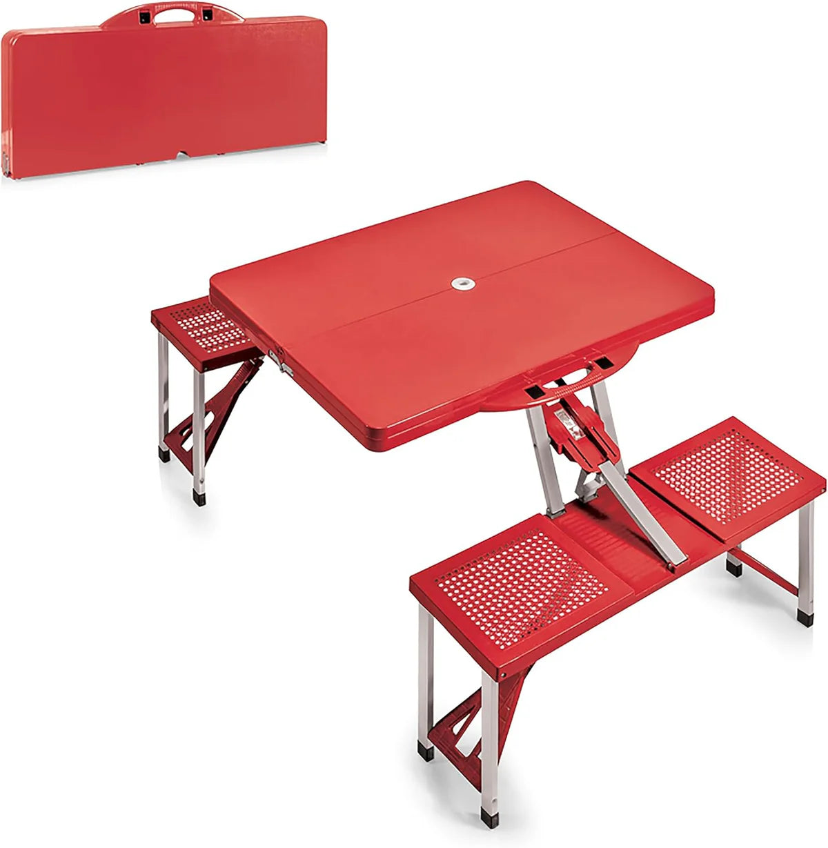 Portable Folding Picnic Table — Aluminum Alloy, with Carrying Case and Umbrella Hole