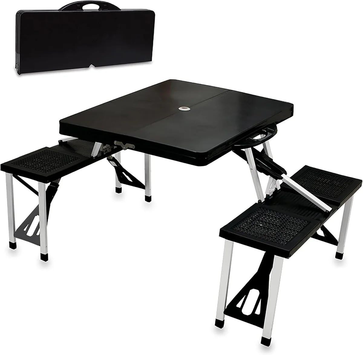 Portable Folding Picnic Table — Aluminum Alloy, with Carrying Case and Umbrella Hole