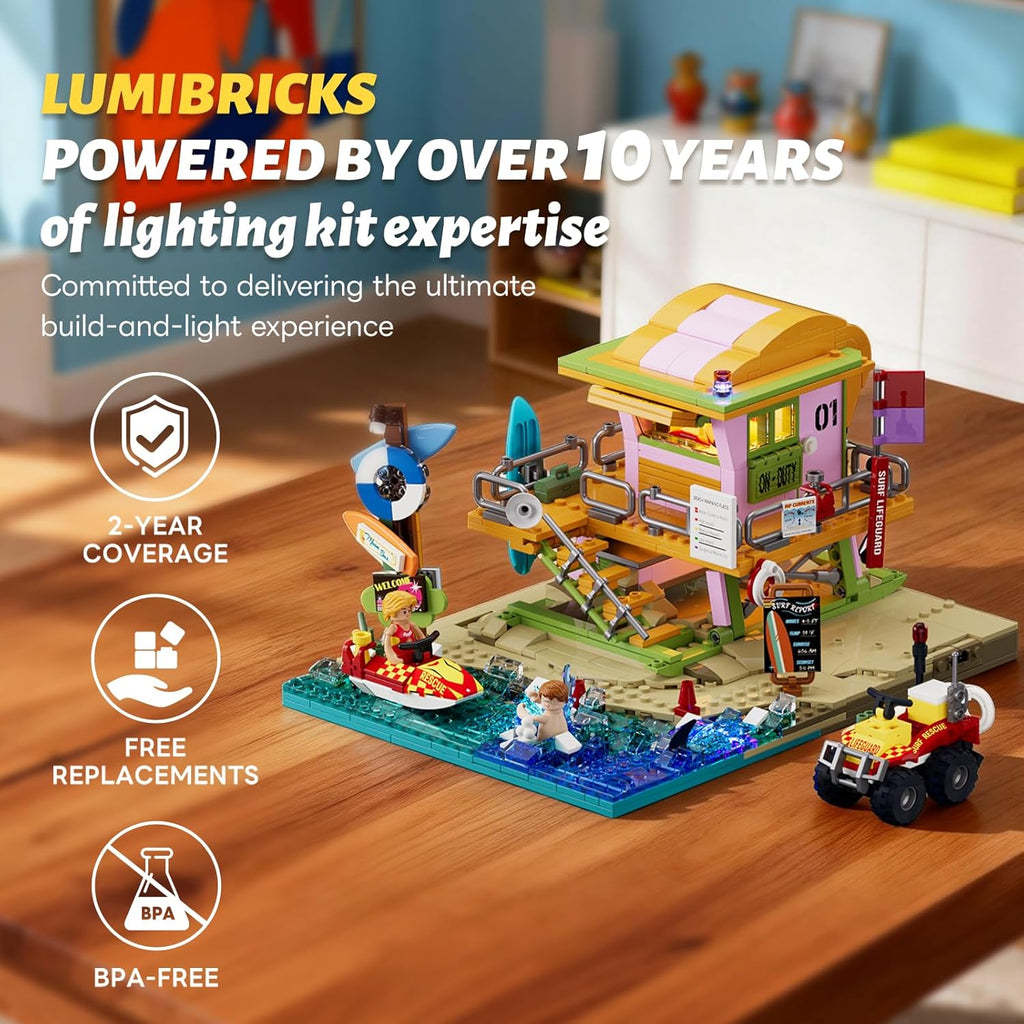 Beach Lifeguard Tower Lighting Building Bricks Set - 1015 Pcs