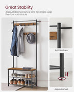 Coat Rack, Hall Tree with Shoe Storage Bench