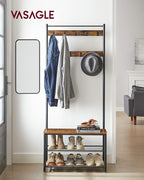 Coat Rack, Hall Tree with Shoe Storage Bench