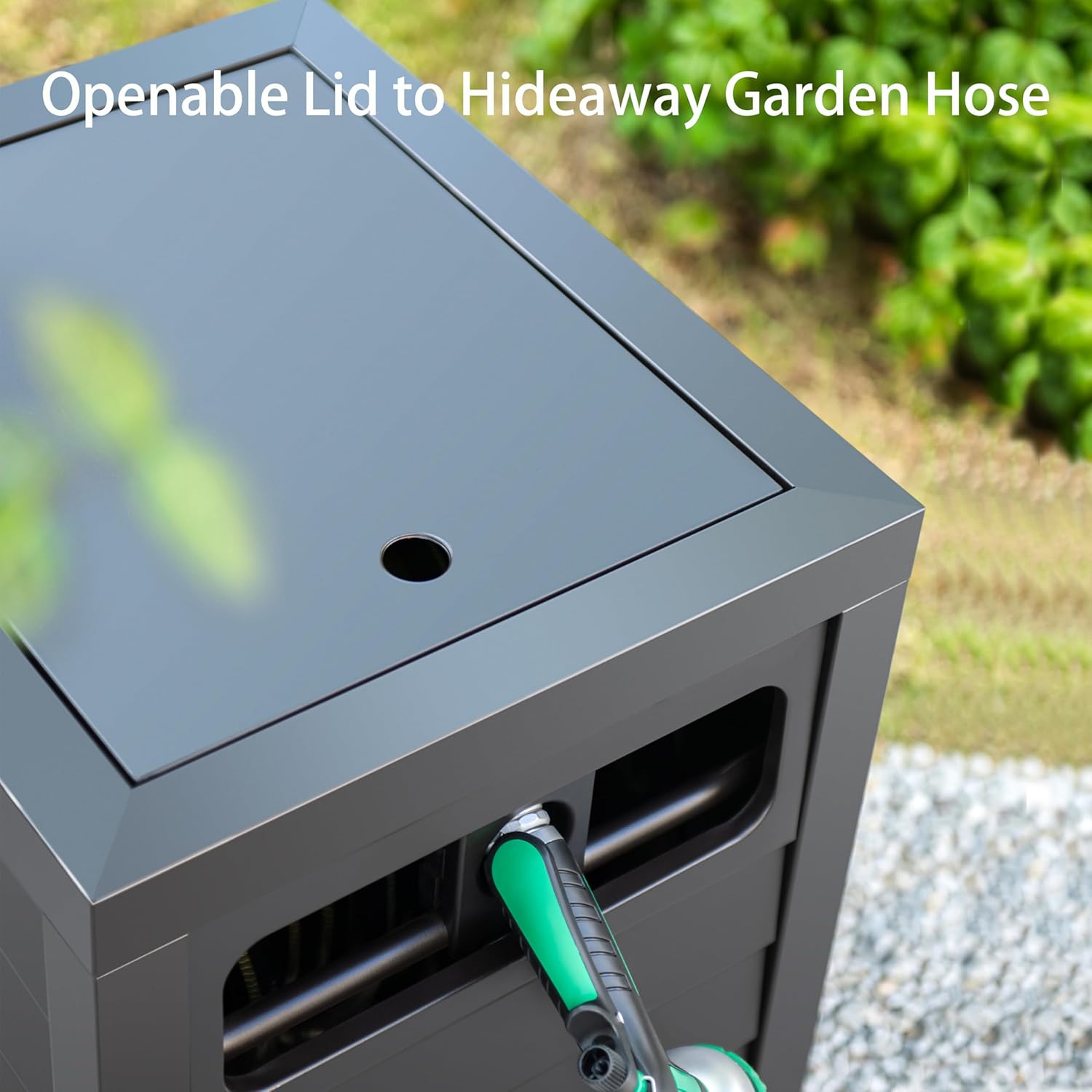 Reel Deck box, Durable Steel Garden Hose Storage Box Cabinet