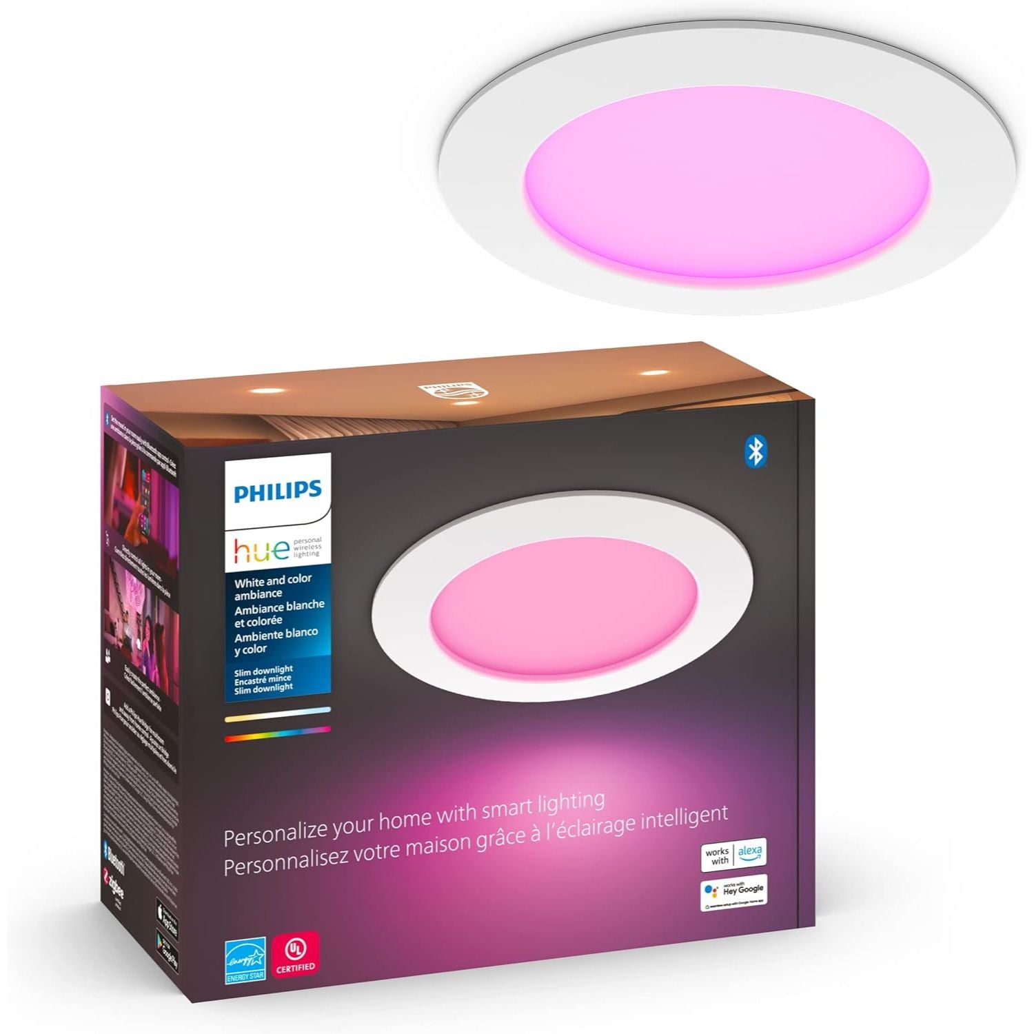 Smart Slim 6 Inch LED Downlight - White and Color Ambiance Color